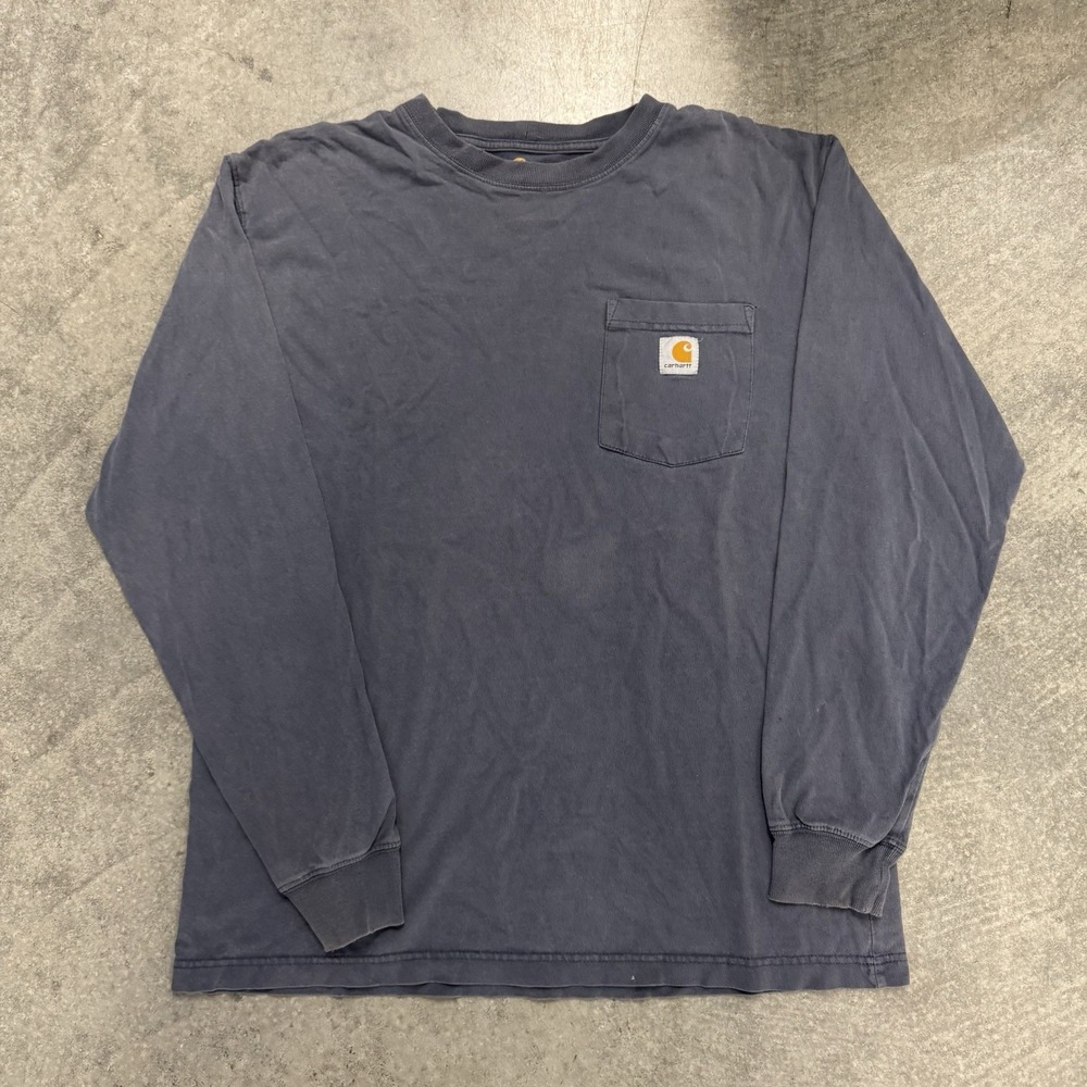 Carhartt Mens T-Shirt Blue Long Sleeve Original Fit Earthtone Workwear Medium
